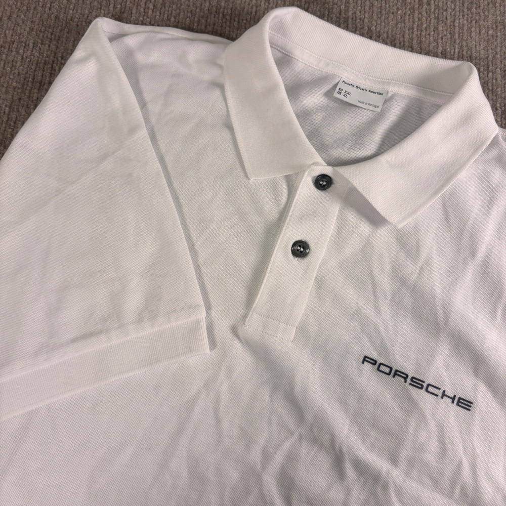 Porsche Driver Selection White Cotton Polo Shirt Men's Size XL
